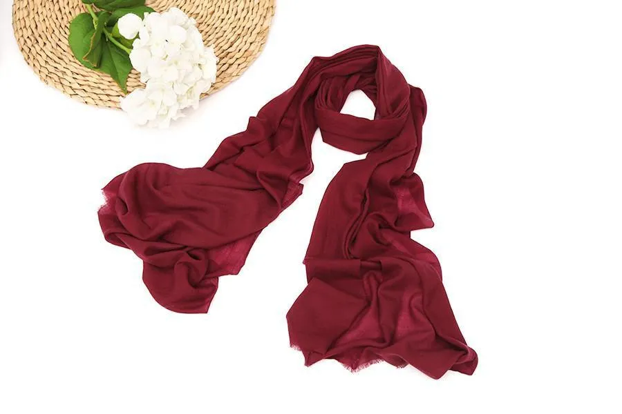 100% Wool Scarf Solid Plain Color Burgundy WO2102