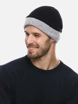 4-Way Cashmere Beanie - Black/Gray