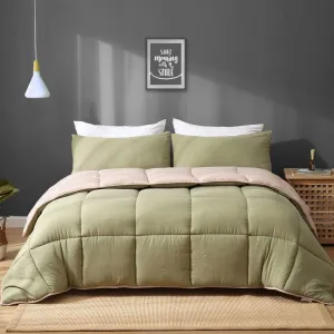 APSMILE Reversible All Season Down Full Twin Comforter, Green/Brown (Used)