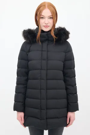 Black Down & Faux Fur Puffer Coat