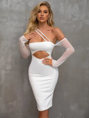 Boning Solid Halter Trendy Tie Satin Dress