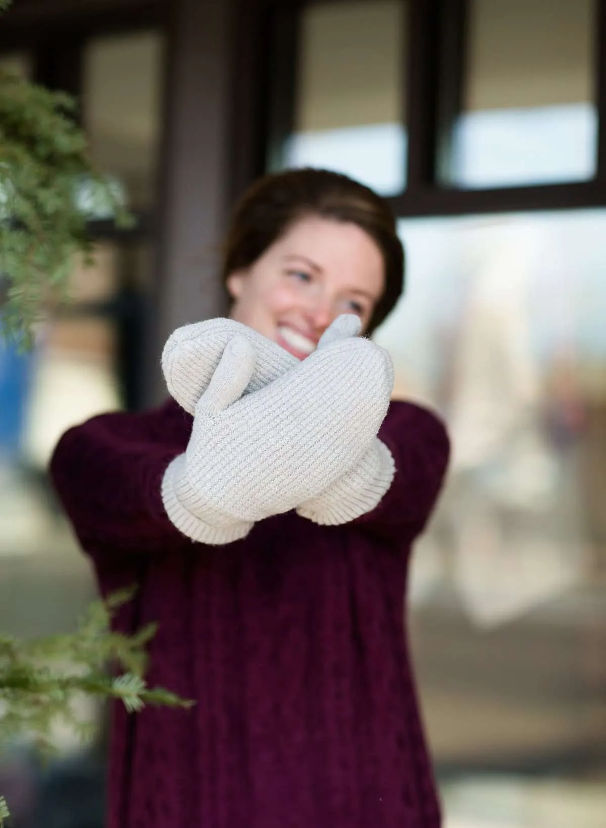 Cashmere Waffle Knit Mittens