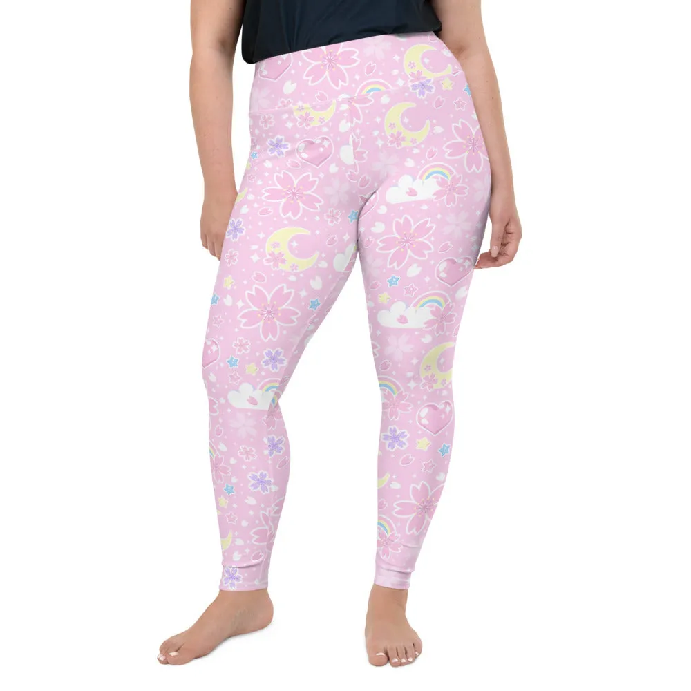 Cherry Blossom Dreams Pink Plus Size Leggings