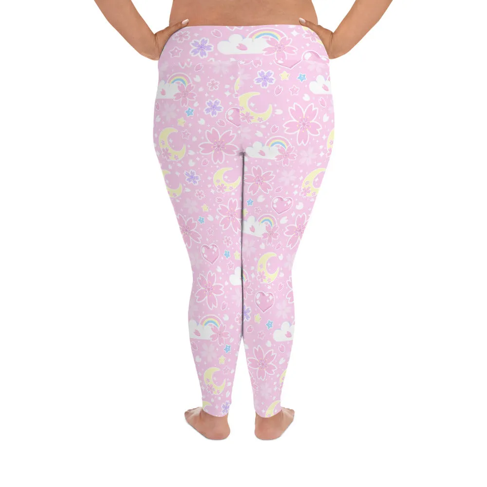 Cherry Blossom Dreams Pink Plus Size Leggings