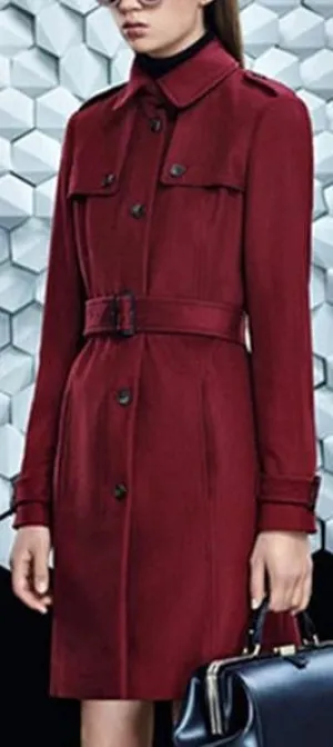 'Ciala' Woolen Trench Coat in Red