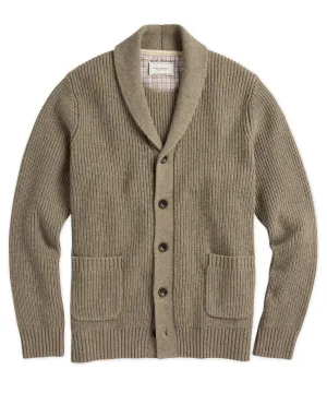 Cotton-Blend Ribbed Shawl Cardigan Sweater