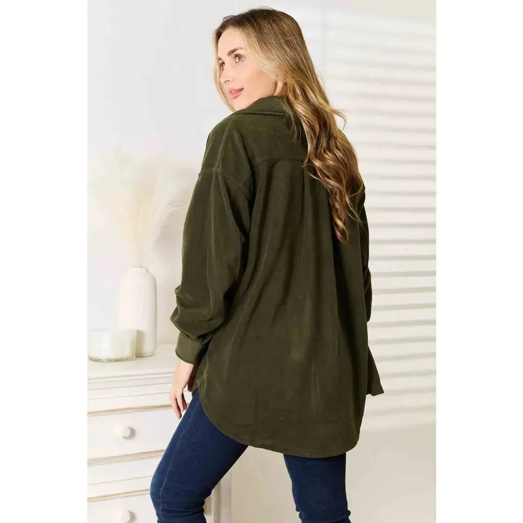 Cozy Girl Shacket in Army Green