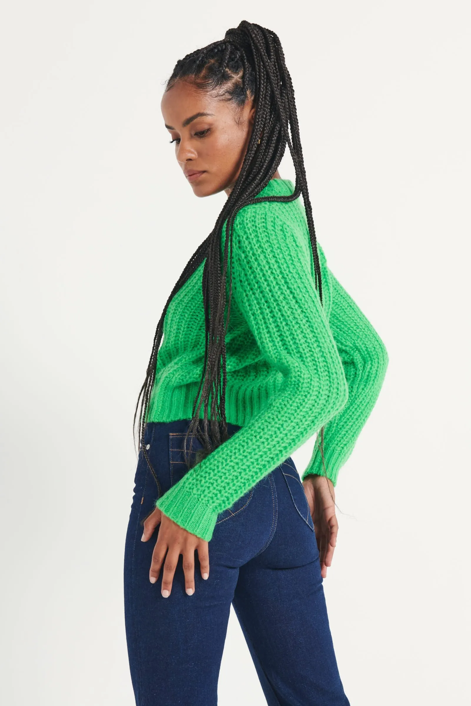 Fluffy Sailor Sweater - Lime Cordial