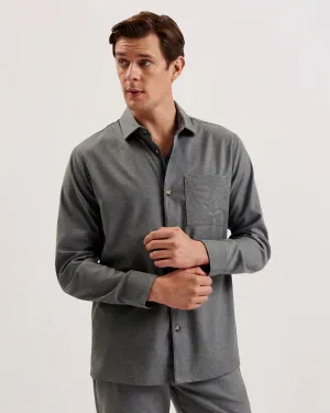 Gaius Ls Oversized Wool Blend Shirt Lt-Grey