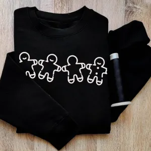 Gingerbread Line Art Christmas Sweatshirt – Festive Holiday Design