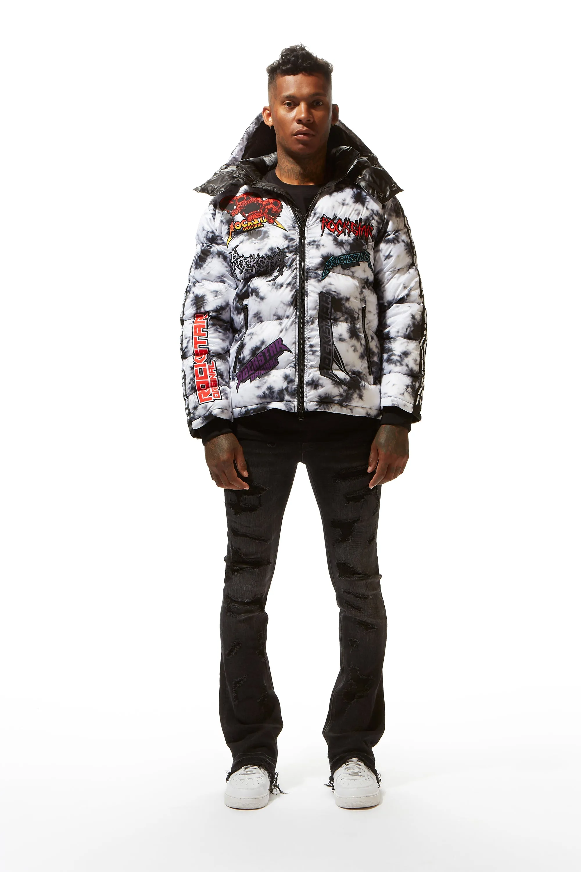 Giovan Puffer Jacket- Blk/Wht