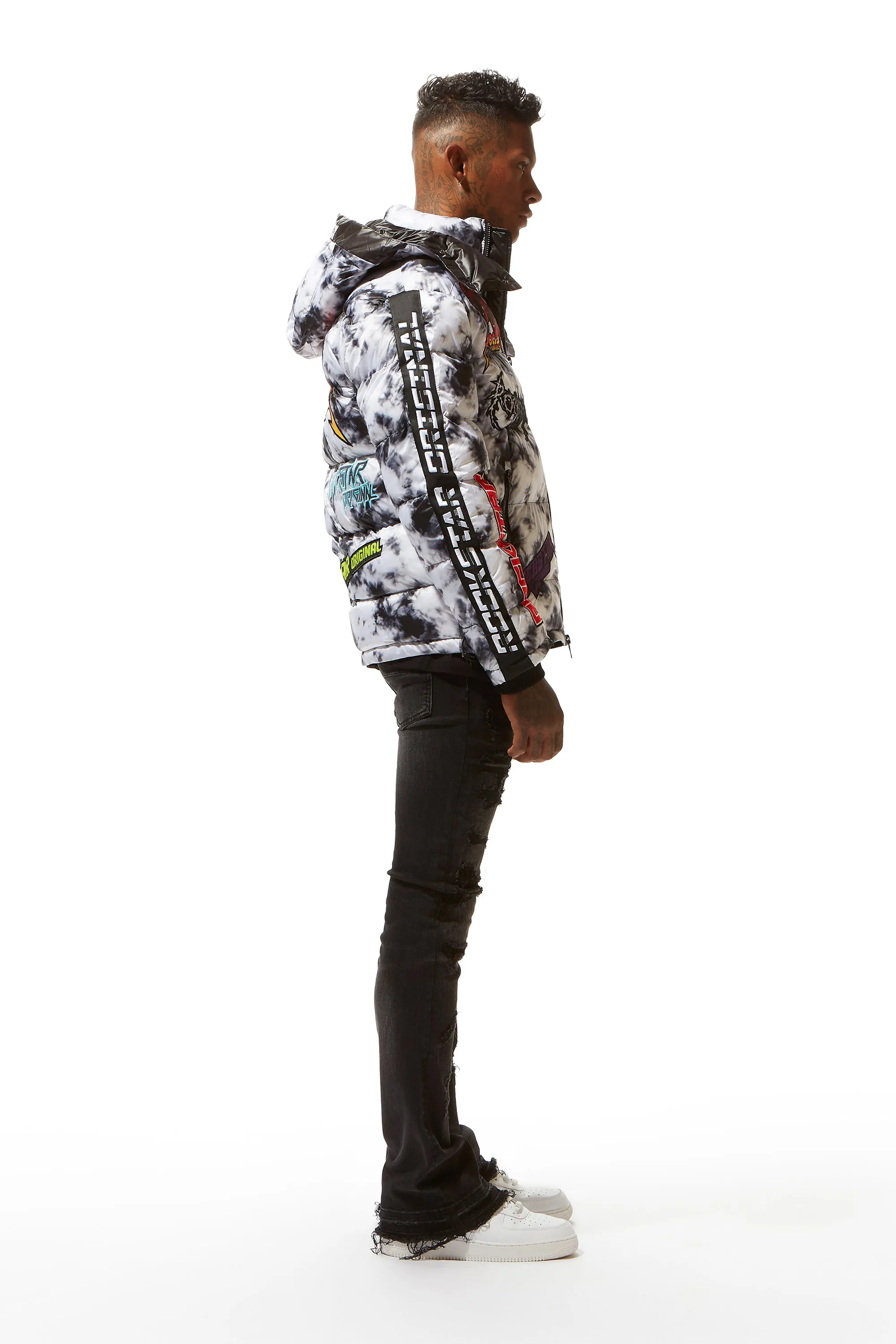 Giovan Puffer Jacket- Blk/Wht