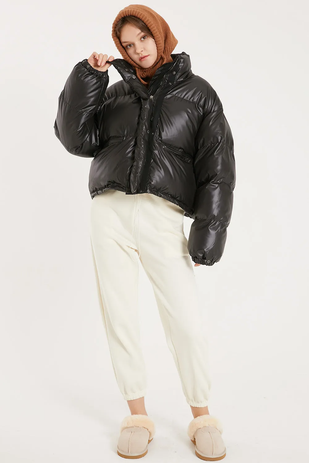 Harlow Faux Leather Puffer Jacket