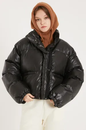 Harlow Faux Leather Puffer Jacket