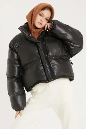 Harlow Faux Leather Puffer Jacket