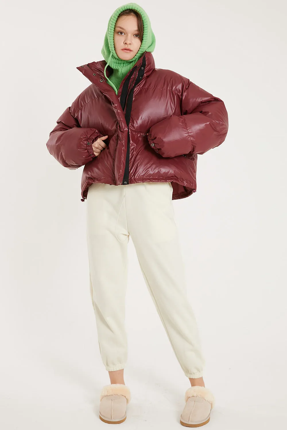 Harlow Faux Leather Puffer Jacket