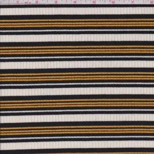 Ivory/Black/Gold Stripe Poor Boy Rib Knit Fabric