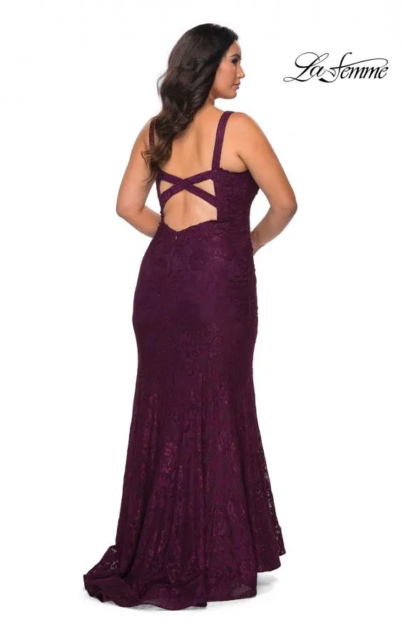 La Femme 29052 Embellished Lace Up Back Dress