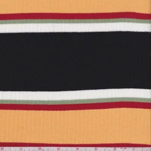 Mango/Black/Crimson Stripe Poor Boy Rib Knit Fabric