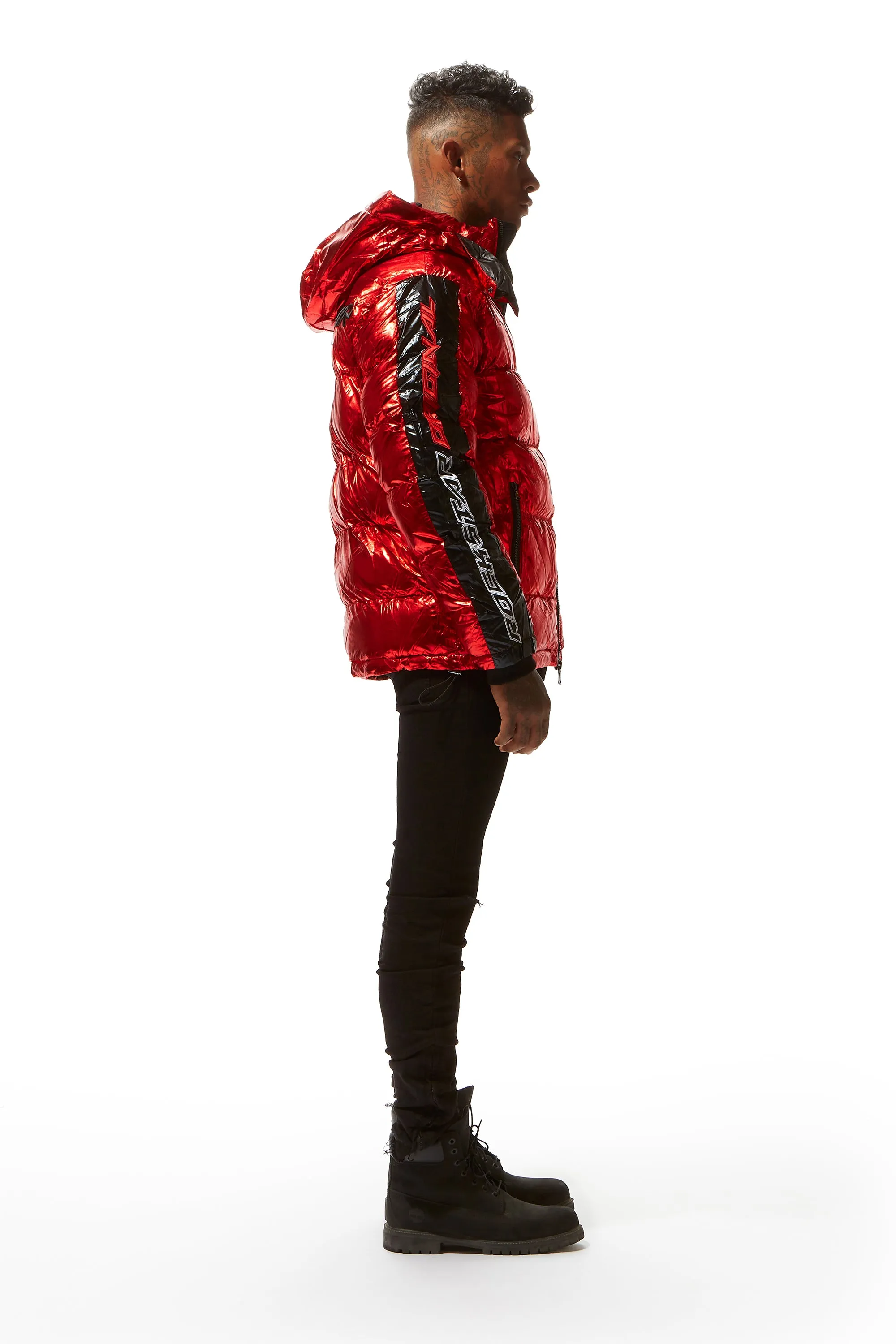 Metallic Red Alasia Puffer Jacket