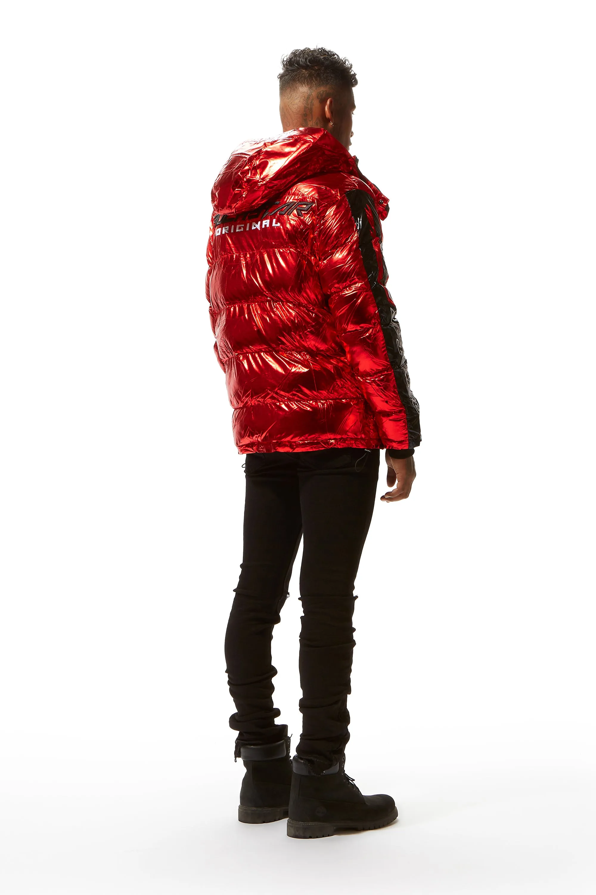 Metallic Red Alasia Puffer Jacket