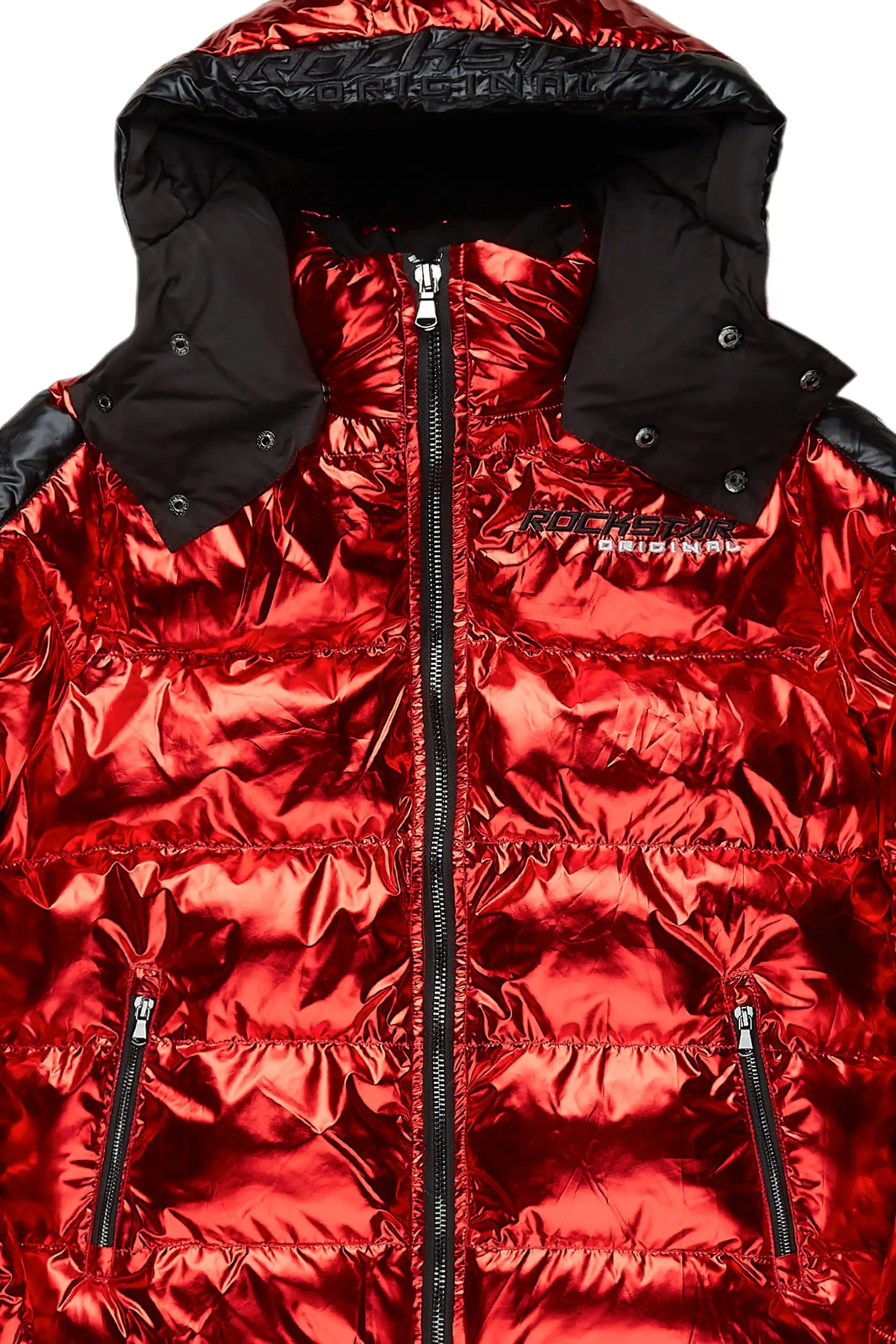 Metallic Red Alasia Puffer Jacket