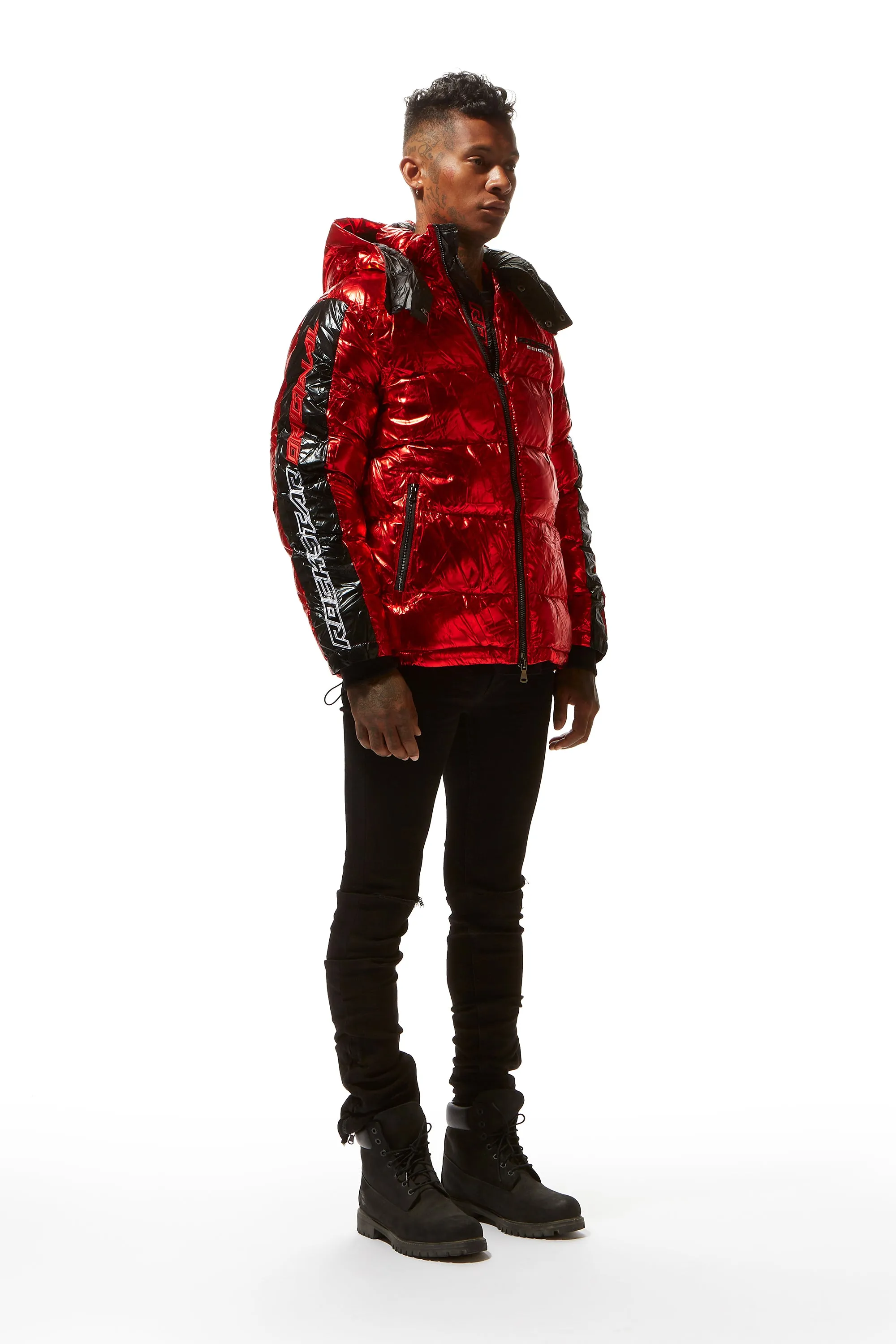 Metallic Red Alasia Puffer Jacket