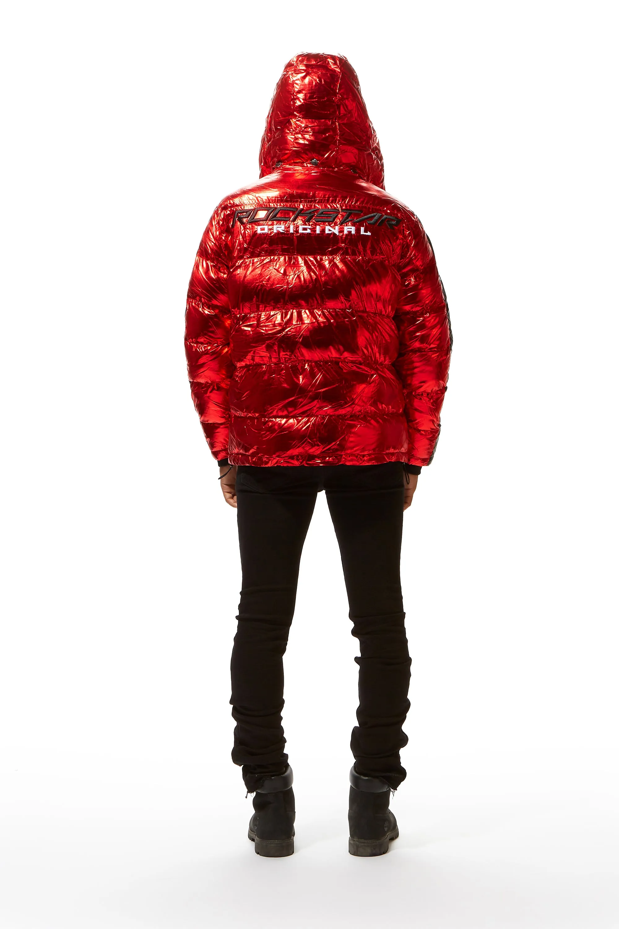 Metallic Red Alasia Puffer Jacket