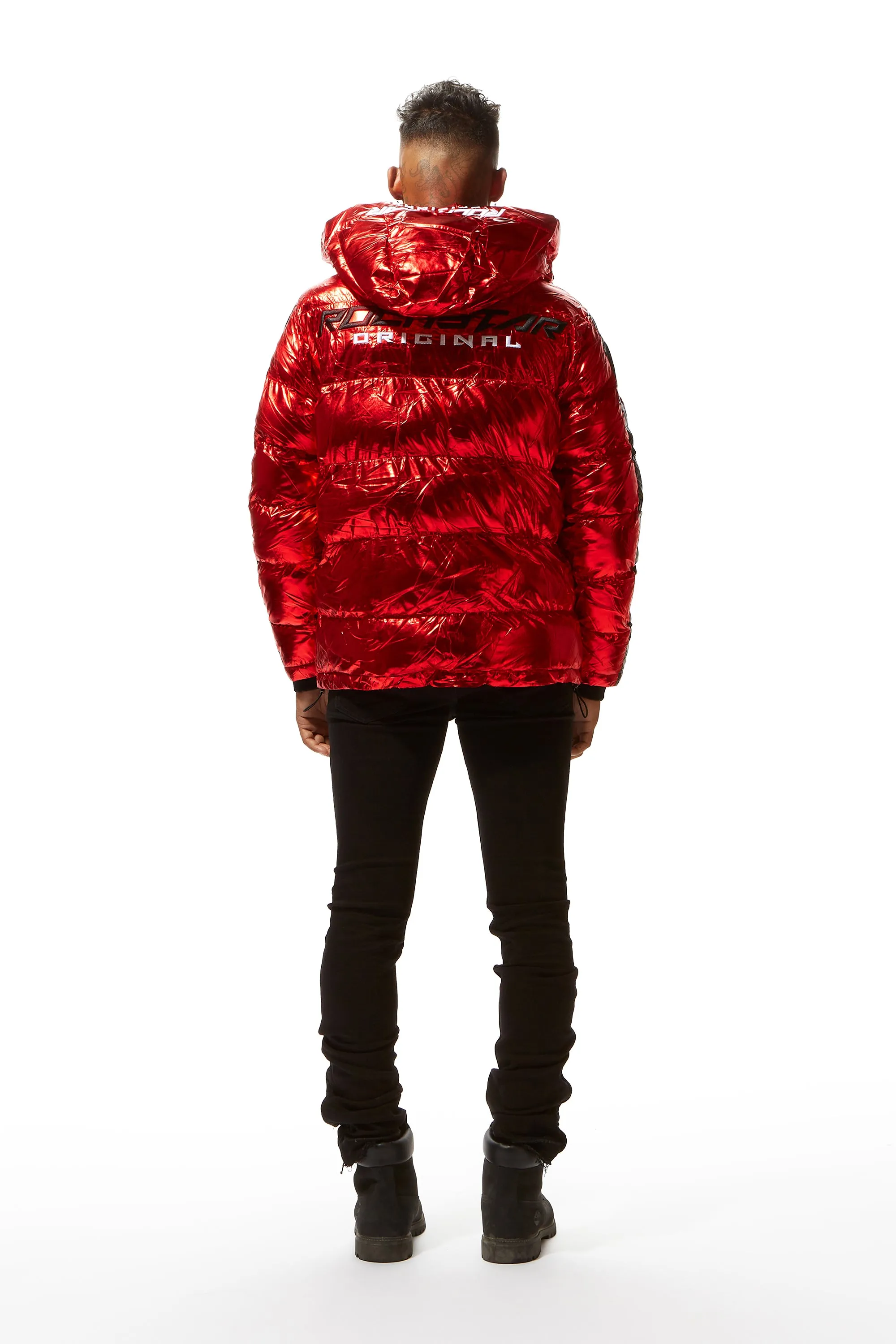 Metallic Red Alasia Puffer Jacket