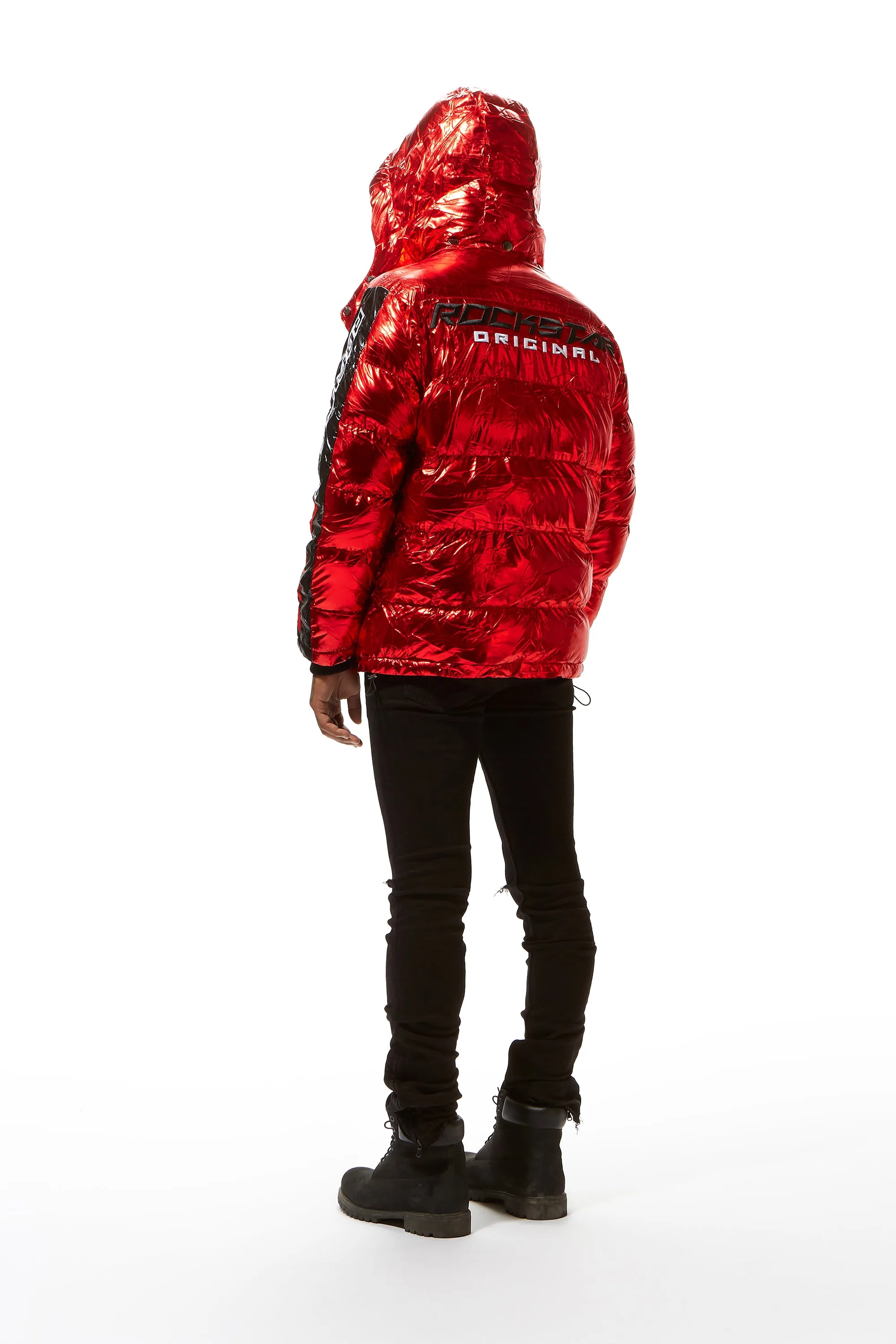 Metallic Red Alasia Puffer Jacket