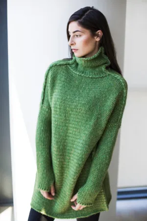 Moss green oversized  alpaca  sweater.