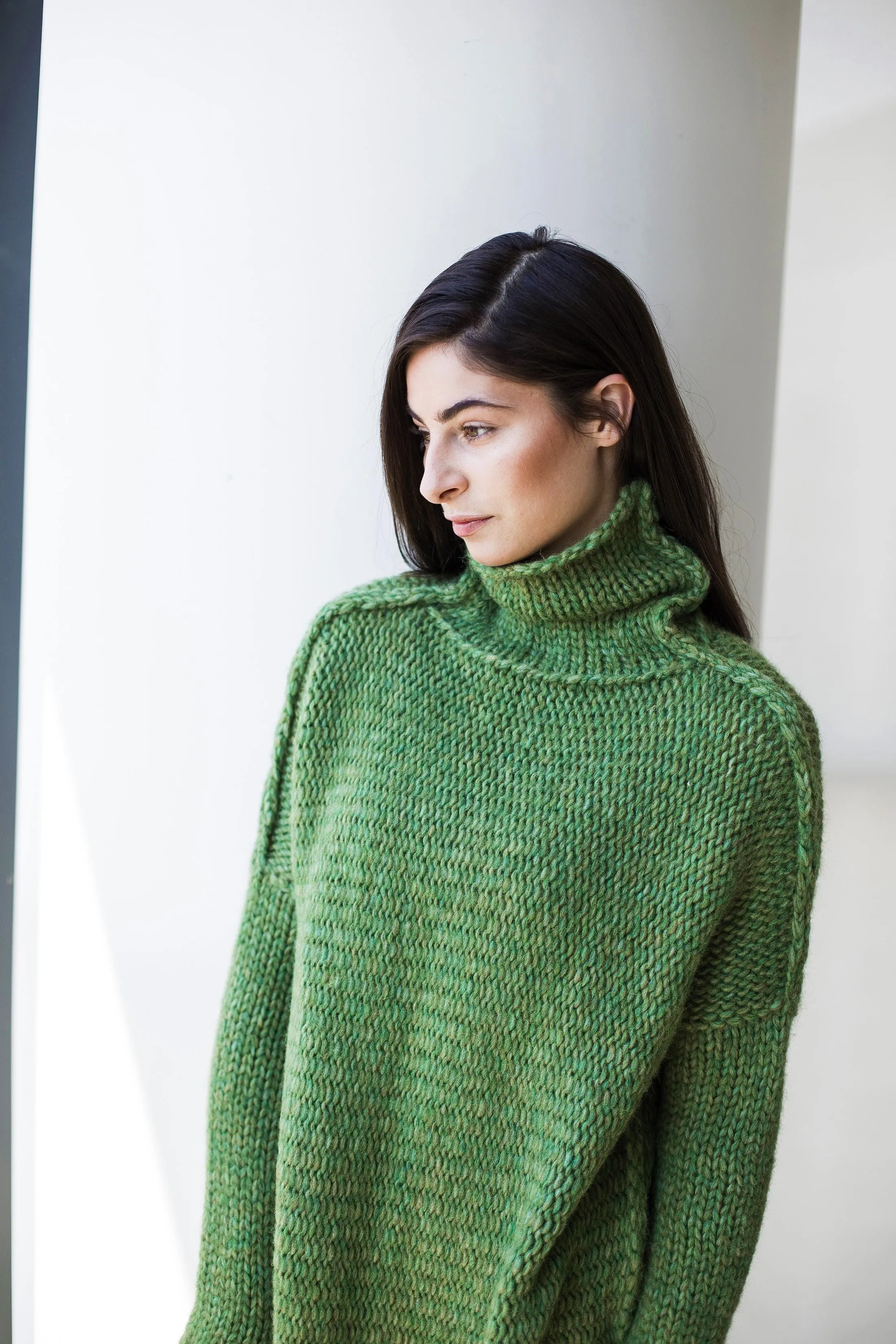 Moss green oversized  alpaca  sweater.