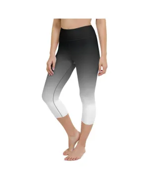 Ombre Black to White Yoga Capris