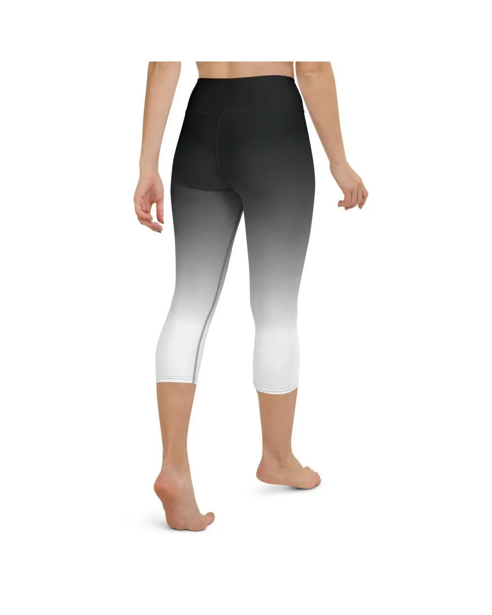 Ombre Black to White Yoga Capris