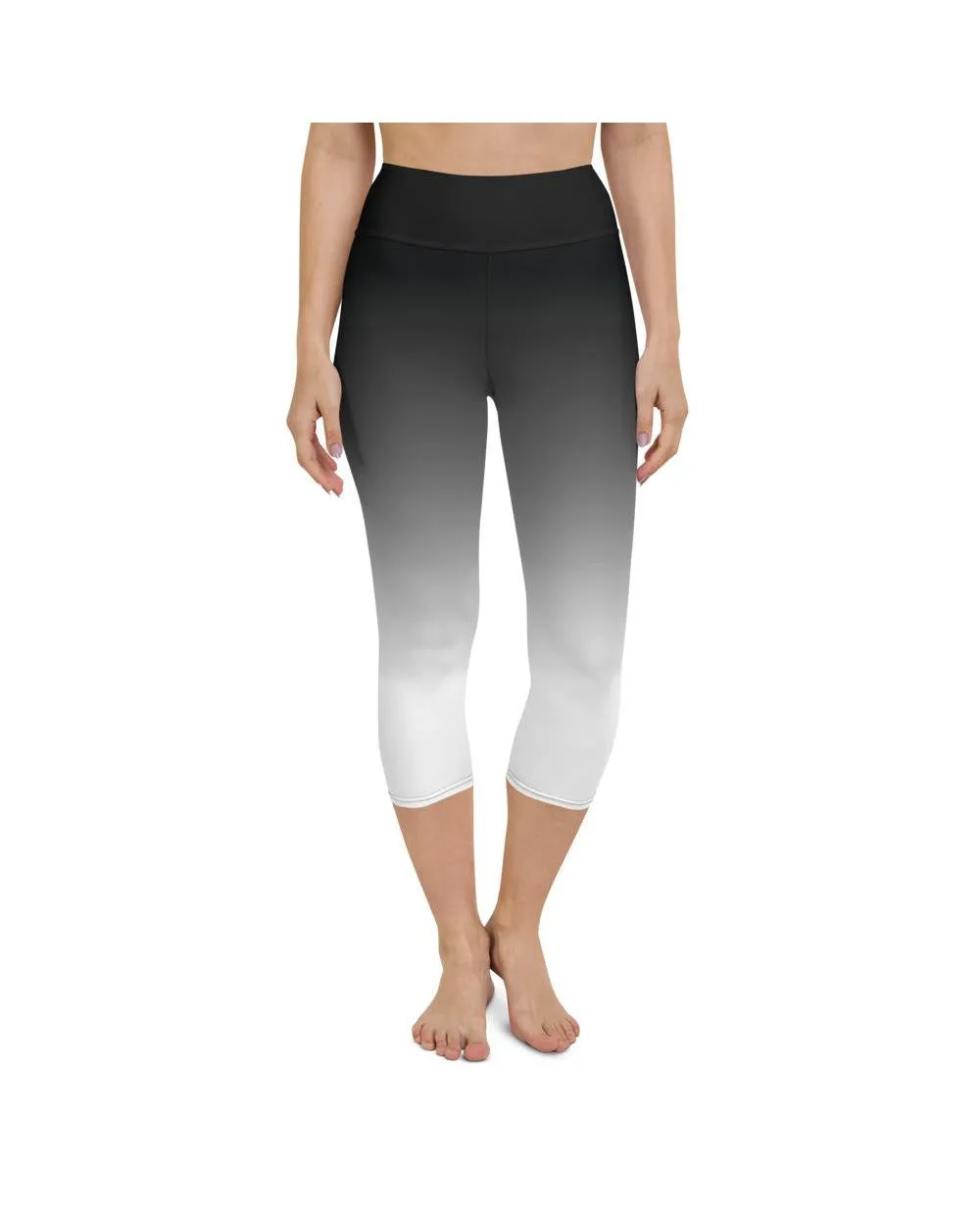 Ombre Black to White Yoga Capris