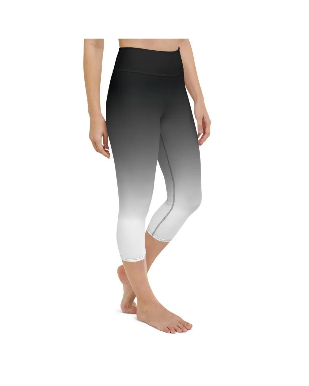 Ombre Black to White Yoga Capris