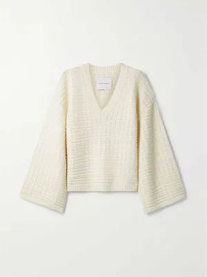 Open-knit wool sweater