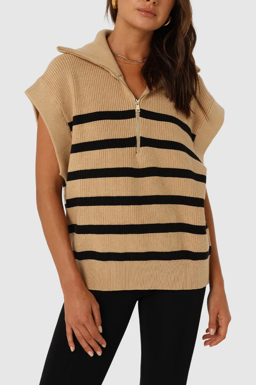 Owen Knit Vest | Latte/Black