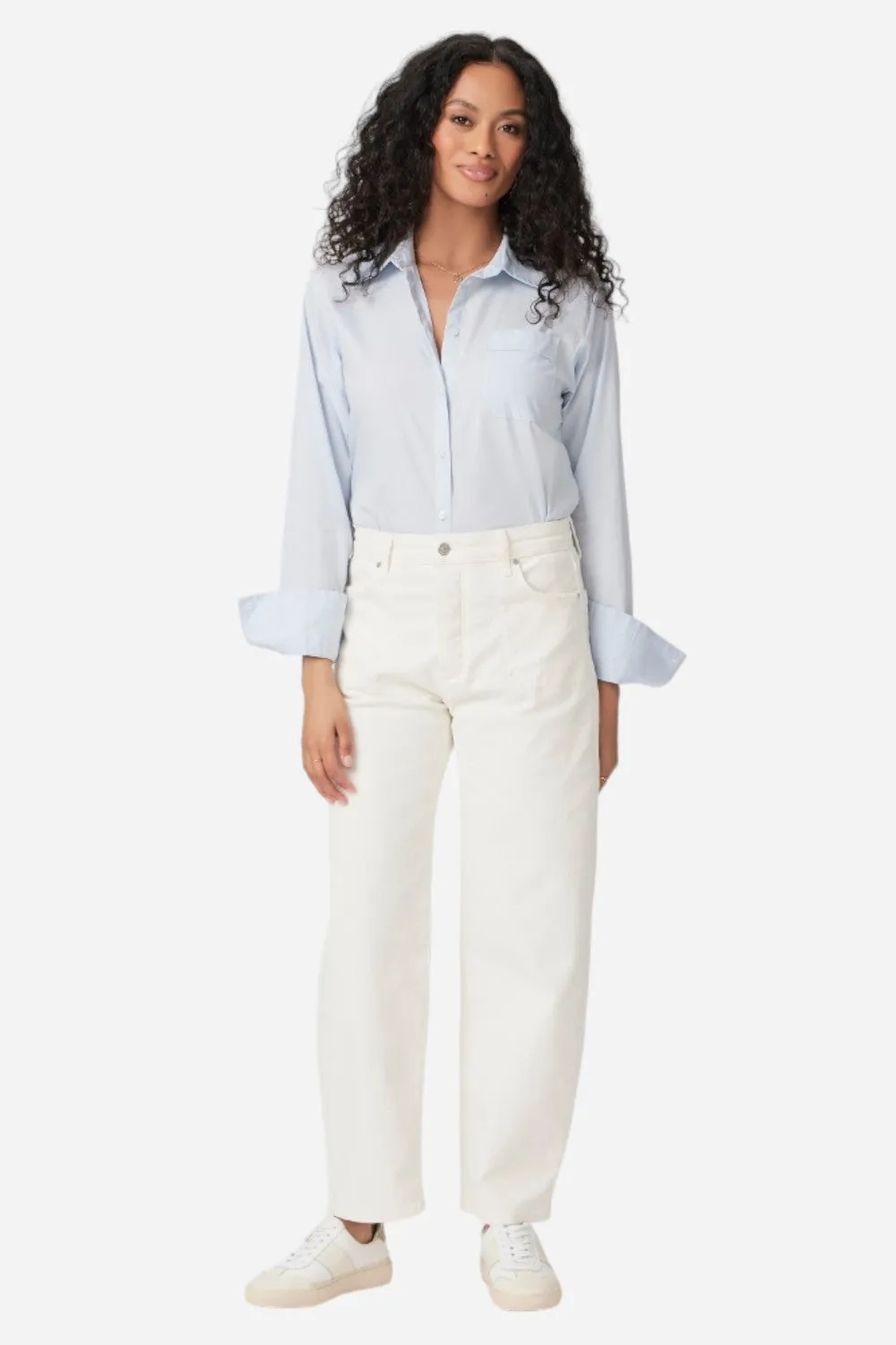 Paige Alexis Covered Button Fly Pants in Tonal Ecru