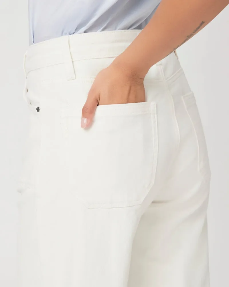 Paige Alexis Covered Button Fly Pants in Tonal Ecru