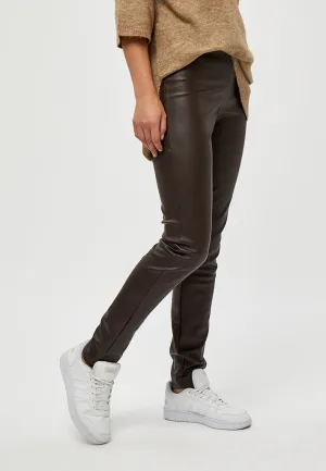 PCLinette PU Leggings - SLATE BROWN