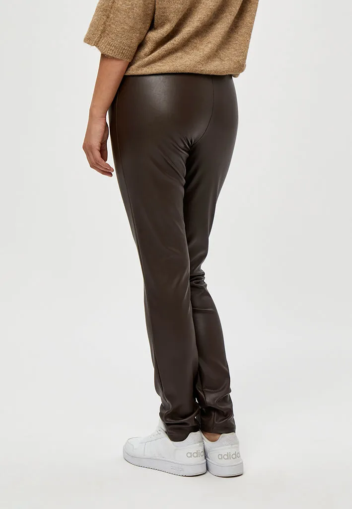 PCLinette PU Leggings - SLATE BROWN