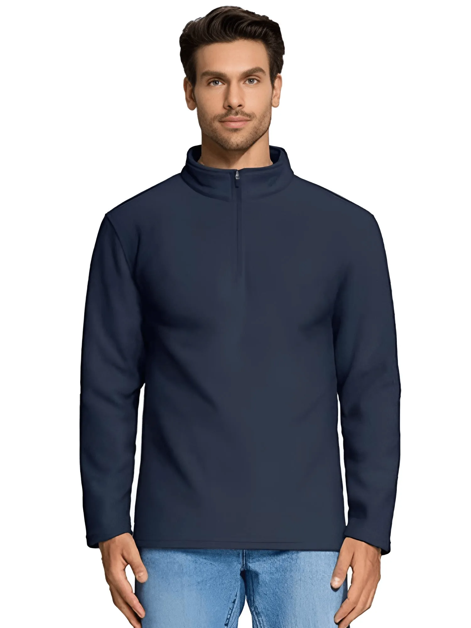 Quarter-Zip Pullover Tops Mens Fleece Sweatshirts