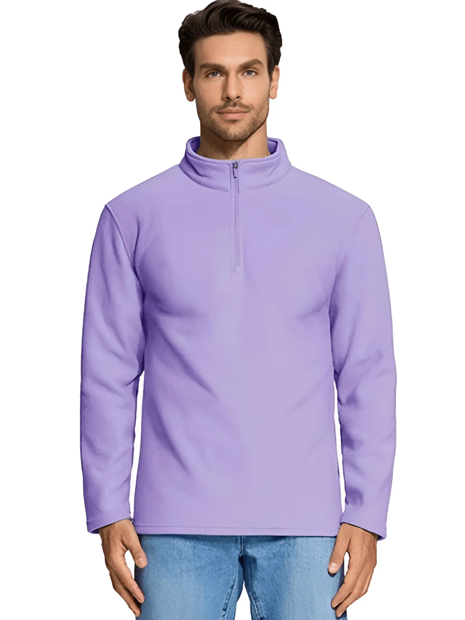 Quarter-Zip Pullover Tops Mens Fleece Sweatshirts