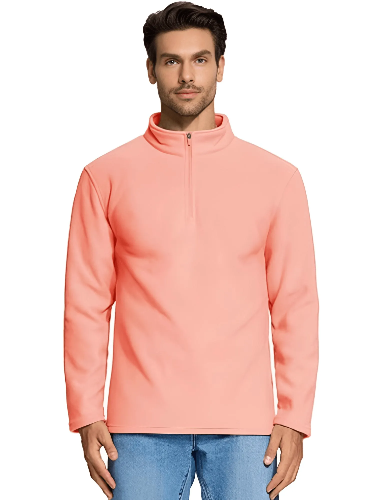 Quarter-Zip Pullover Tops Mens Fleece Sweatshirts