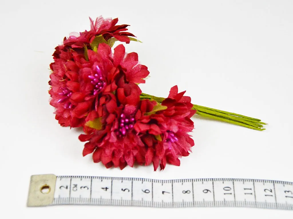 Red Pink Designer Fabric Flowers