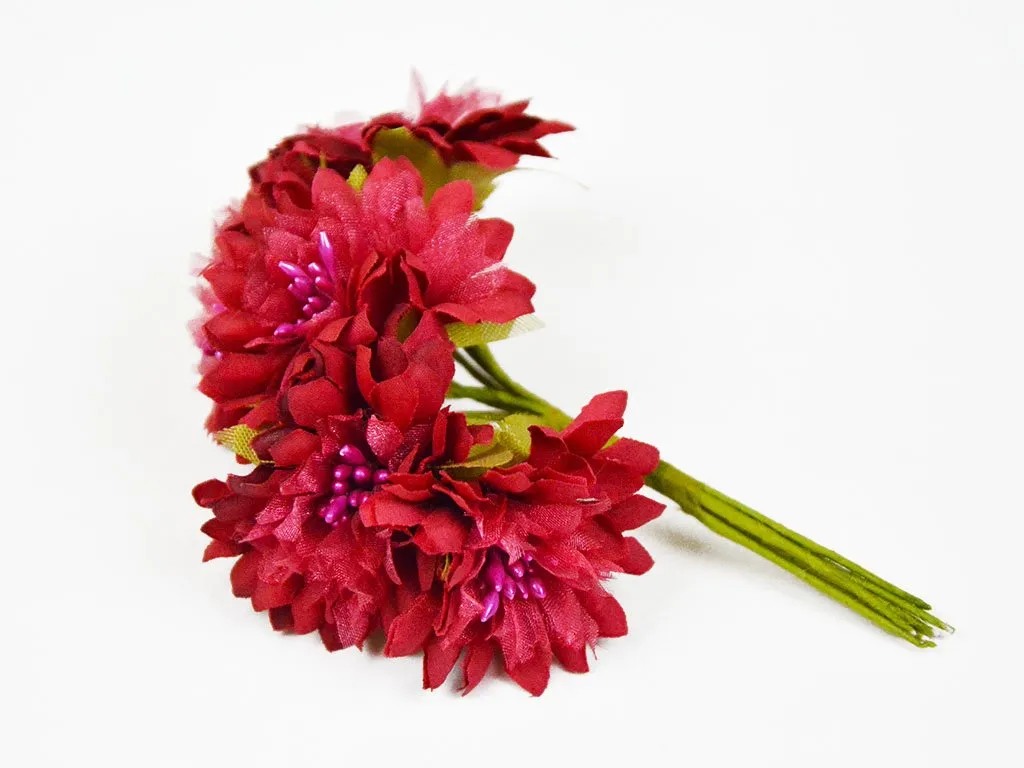 Red Pink Designer Fabric Flowers