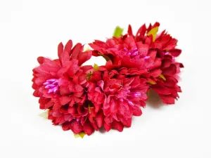 Red Pink Designer Fabric Flowers