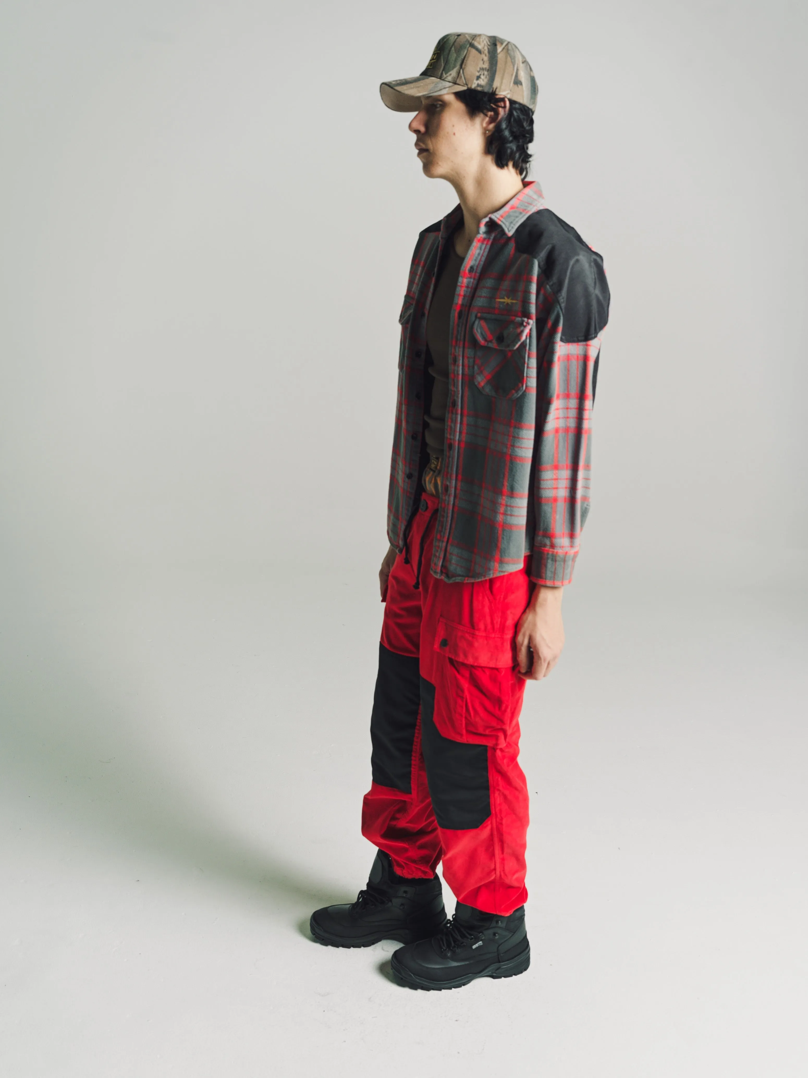 Red Plaid Upcycled Utility Flannel