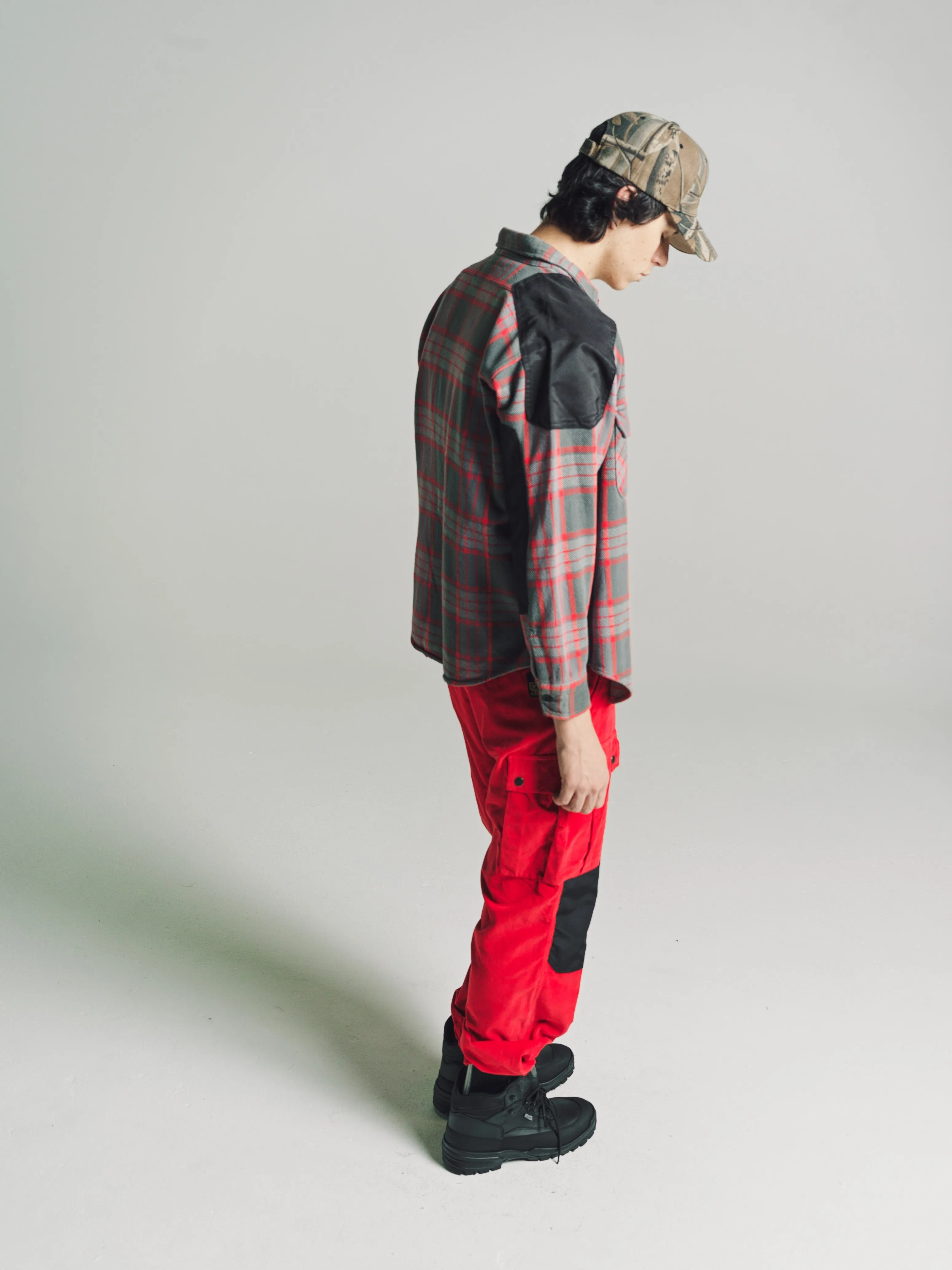 Red Plaid Upcycled Utility Flannel